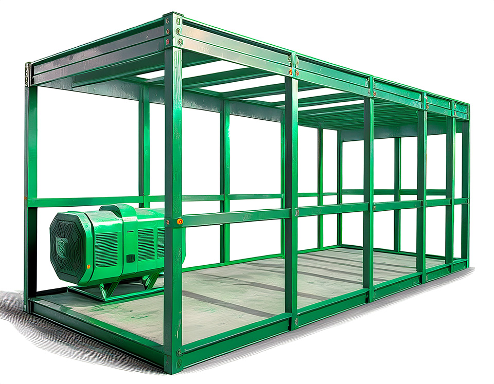 cooling system housed shipping container frame