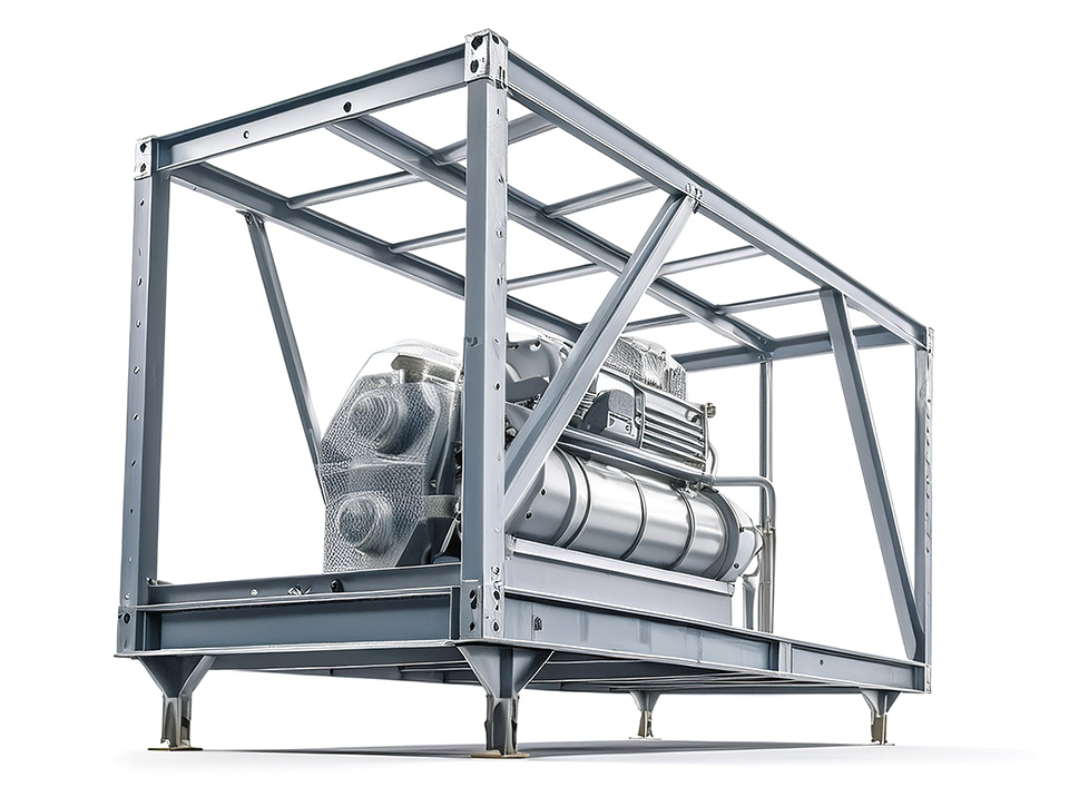 iso shipping container frame mobile compressor housing protection white steel